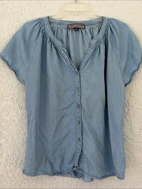 Hester& Orchard by Anthropology light Blue Women's Button-Front tencel Top M